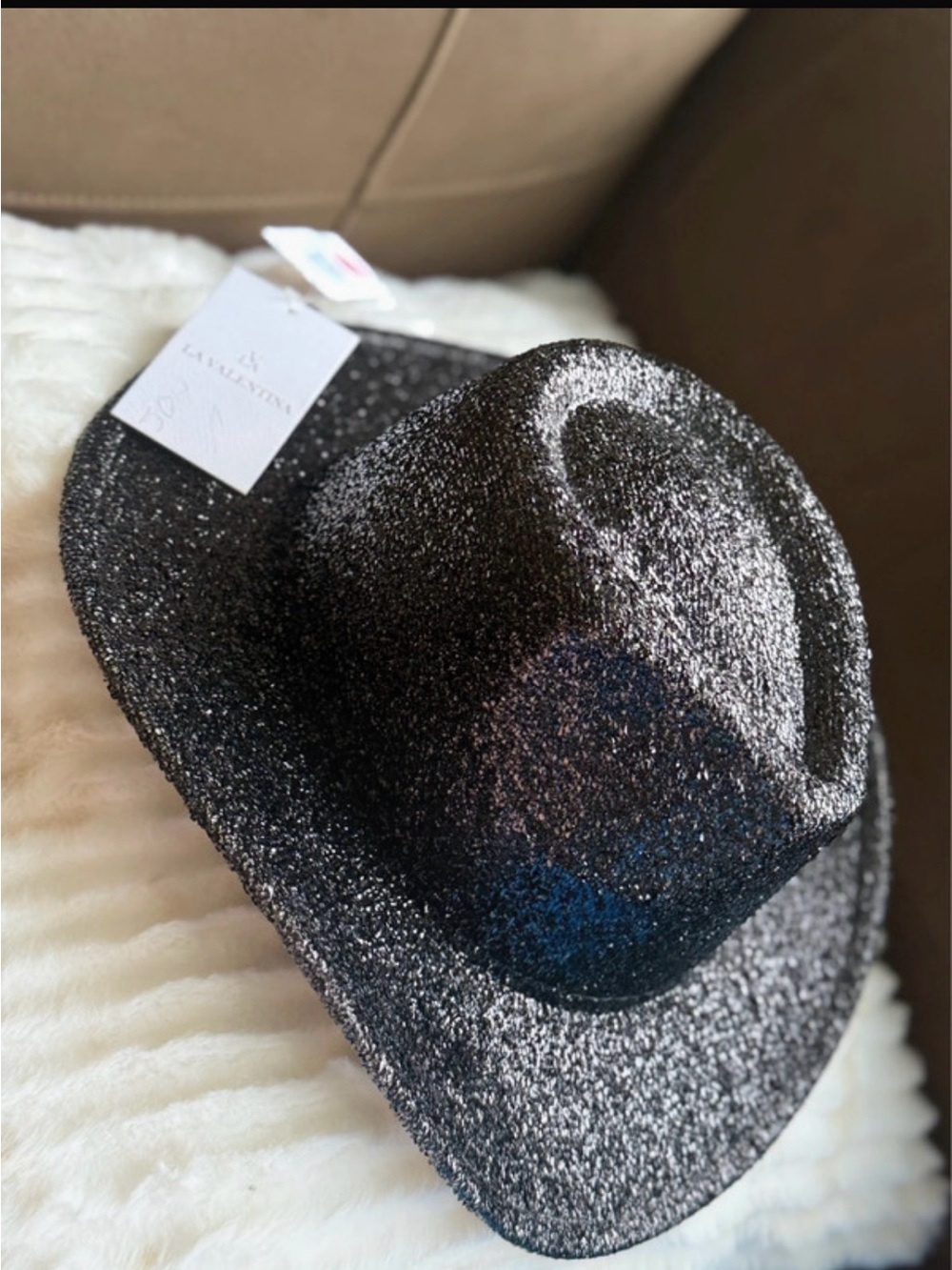 Black Glitter Fedora Hat for Women